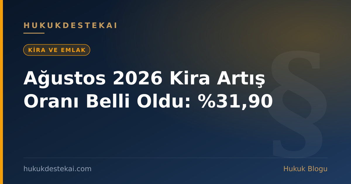 Ağustos 2026 Kira Artış Oranı Belli Oldu: %31,90