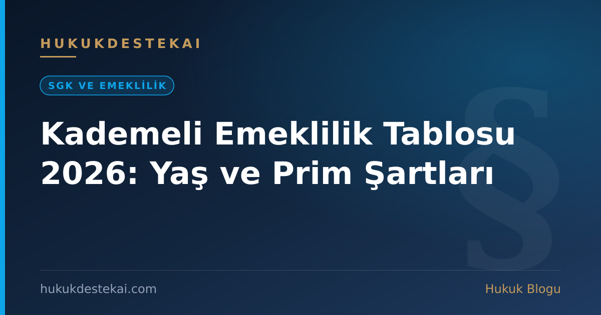Kademeli Emeklilik Tablosu 2026: Yaş ve Prim Şartları